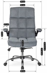 Vintino kancelárska otočná stolička JACOB s chrómovými nohami sivá