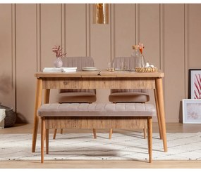 Jedálenský set Vlasta 1 (borovica atlantic + béžová) (pre 4 osoby). Akcia -19%. Vlastná spoľahlivá doprava až k Vám domov. 1072379