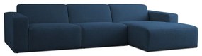 Tmavomodrá rohová pohovka z textílie buklé (pravý roh) Roxy – Scandic