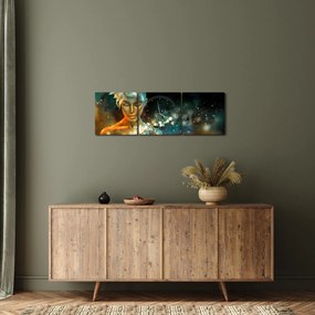 Obraz zlatej víly (s hodinami) (90x30 cm)