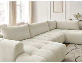 Béžová rozkladacia/s úložným priestorom rohová pohovka (pravý roh/do tvaru "U") Fuji – Bobochic Paris