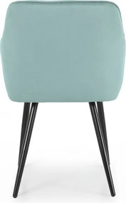 Sada štyroch jedálenských stoličiek DIAMANTE zamatové, tyrkysové / čierne nohy (4 ks)