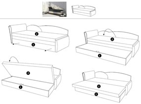 Rozkládací pohovka AGA, 200x80x75, čierna + sivá (alova04/alova10), ľavá