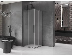 Mexen Velar L Duo, sprchový kút s posuvnými dverami 80 x 80 cm, 8mm sklo námraza, brúsený grafit, 871-080-080-02-33-66