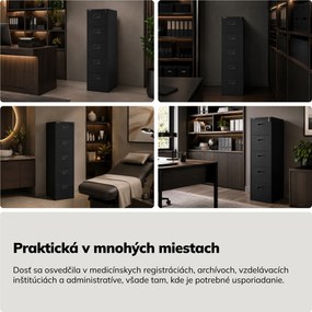 Kovová kartotéková skriňa čierna: SARA V5, 460 x 1625,5 x 600 mm