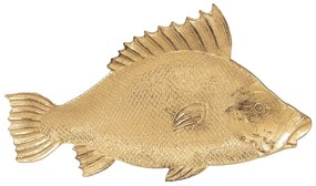 Zlatá dekoratívne miska s patinou v tvare rybky - 10 * 2 * 32 cm