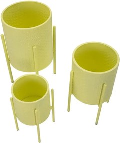 Sada 3 ks stojanů na květiny Iris žlutá