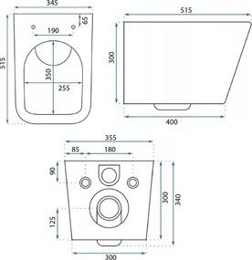 Rea Julio, závesná WC misa 515x345x300 mm, Rimless + toaletné sedadlo, biela lesklá, REA-C4803