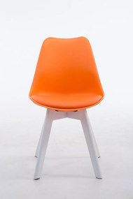 Stolička Borne V2 - plast / koženka drevené nohy biele - Oranžová