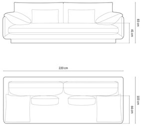 Tmavosivá pohovka 220 cm Torino – Micadoni Home