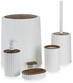 Sada kúpeľňových doplnkov Roza biela/s povrchovou úpravou v dekore dreva