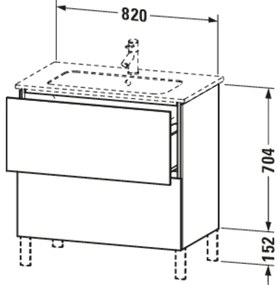 DURAVIT L-Cube stojaca skrinka pod umývadlo na nožičkách, 2 zásuvky, 820 x 481 x 856 mm, biela vysoký lesk, LC662602222