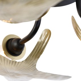 Orientálne stropné svietidlo mosadz s čiernou 3-svetlo - Louka