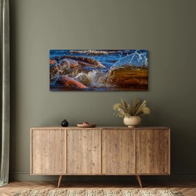 Detailný obraz - voda medzi kameňmi (120x50 cm)