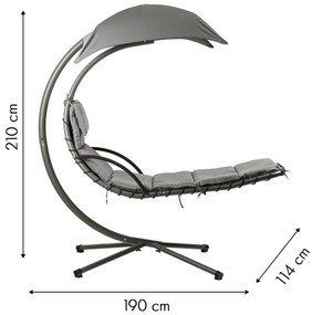 ModernHome Záhradné hojdacie kreslo sivé