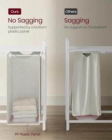 VASAGLE 4-kôšový prádlový kôš 4 × 40 L, 116 × 33 × 72 cm, krémovo biely a matne biely