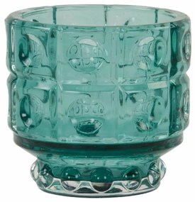 Tyrkysový sklenený svietnik Bobbi turquoise - Ø 9*8,5 cm