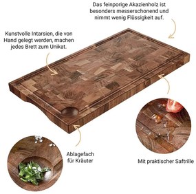 ACACIA Doska na krájanie intarzovaná s drážkou