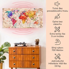 Klarstein Wonderwall Air Art Smart, infračervený ohrievač, 120 x 60 cm, 700 W, farebná mapa