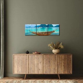 Obraz - Hojdacia sieť na pláži (s hodinami) (90x30 cm)