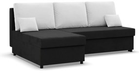 Rohová rozkladacia sedacia súprava DELI Čierna/biela