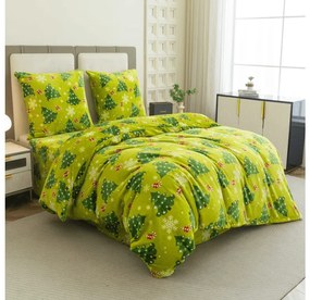 Sada 2ks mikroplyšových obliečok CHRISTMAS TREE zelené + obliečka mikroplyš SOFT 180x200 cm biele, dvojlôžko