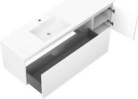 Mexen Orio, kúpeľňová skrinka 160 cm s ľavým umývadlom Otis, 1S, 1D, biela matná, 91A13-16047-3-BBFF01-W18L01