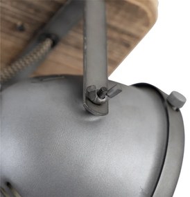 Priemyselné bodové svetlo oceľ s drevom naklápateľné - Emado