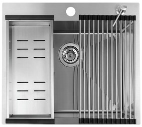 Laveo Malawi, 1-komorový nerezový drez s príslušenstvom 580x500x200 mm, oceľová, LAV-SLMA010D