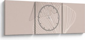 Obraz - Béžové listy N⁰2 (s hodinami) (90x30 cm)