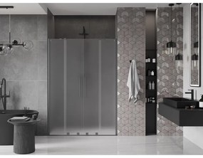 Mexen Velar Duo, posuvné sprchové dvere do otvoru 150 cm, 8mm sklo námraza, grafit brúsený, 871-150-000-32-66