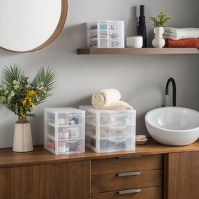 Úložný box s 3 zásuvkami, transparentný, ORGAMIX A5T