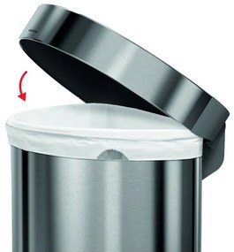 Pologuľatý pedálový kôš 45 l, matná oceľ, nerez
