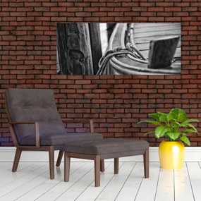 Obraz - Priviazaná loď (120x50 cm)