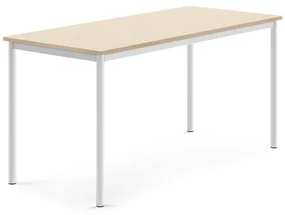 Stôl SONITUS, 1600x700x760 mm, HPL - breza, biela