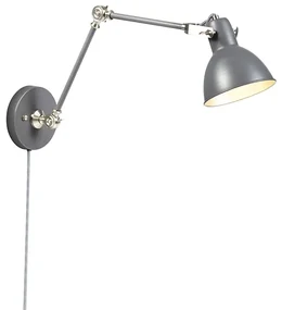 Priemyselná nástenná lampa sivá nastaviteľná - Dazzle