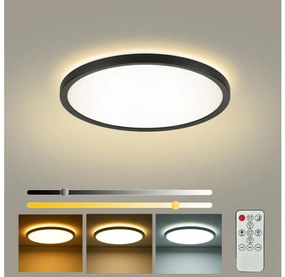 Brilagi - stmievateľné LED svietidlo ULTRA SLIM LED/18W/230V pr. 30 cm čierne + diaľkové ovládanie BRI221