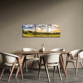 Obraz krajiny (s hodinami) (90x30 cm)