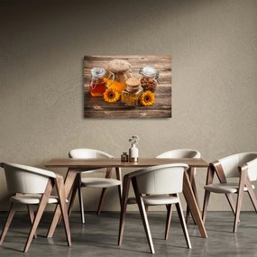 Sklenený obraz - Zátišie s medovými pohármi (70x50 cm)