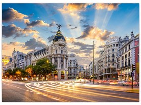 Obraz - Calle Gran Vía, Madrid, Španielsko (70x50 cm)