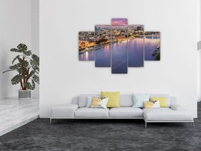 Obraz nočného mesta Bratislavy s riekou (150x105 cm)