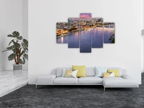 Obraz nočného mesta Bratislavy s riekou (150x105 cm)