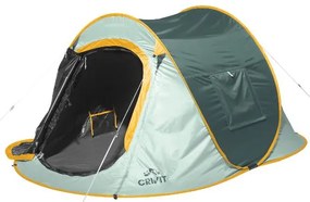Samorozkladací kempingový stan pre 2 osoby (zelená/žltá)  (100389319)