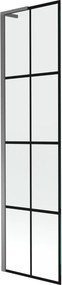 Mexen Next L, 1-krídlová vaňová zástena 50 x 150 cm, 6mm číre sklo-čierny vzor, grafitový profil, 895-050-000-03-77-95