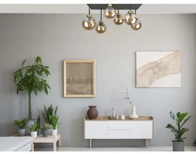 Prisadený luster DEA 6xE14/60W/230V čierna/zlatá/dymová béžová