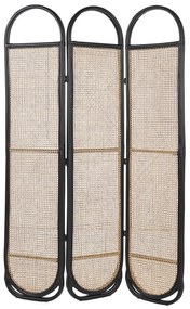 3-dielny skladací ratanový paraván 118 x 180 cm prírodná/čierna CORTONA Beliani