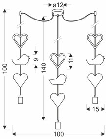 Detský závesný luster na lanku TRIO 3xE27/20W/230V ružová/biela
