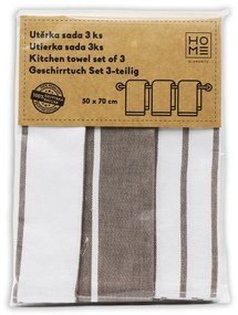 Kuchynská utierka z egyptskej bavlny Béžové pruhy, 50 x 70 cm, sada 3 ks
