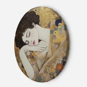 Gario Okrúhly obraz na plátne Ženská tvár - Gustav Klimt, reprodukcia Rozmery: 60 x 60 cm