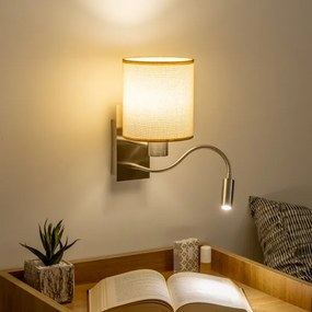Brilagi - LED Nástenná lampa NUBILA 1xE27/25W/230V+LED/3W chróm/svetlohnedá